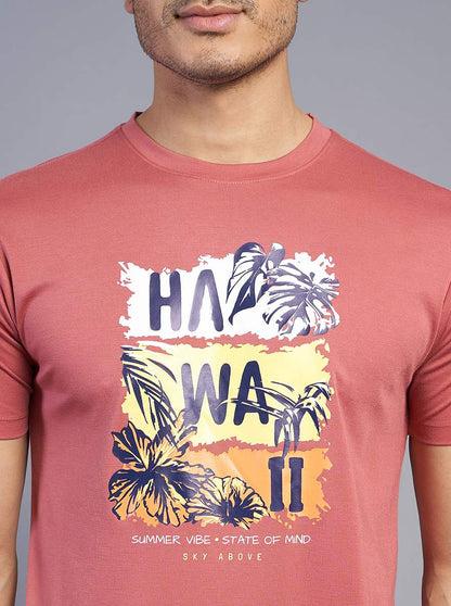 Pink Printed Slim Fit T-Shirt | JadeBlue