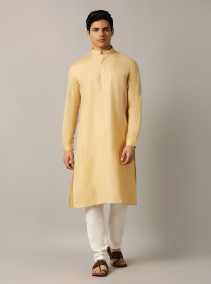Fawn Solid Regular Fit Modi Kurta | JadeBlue