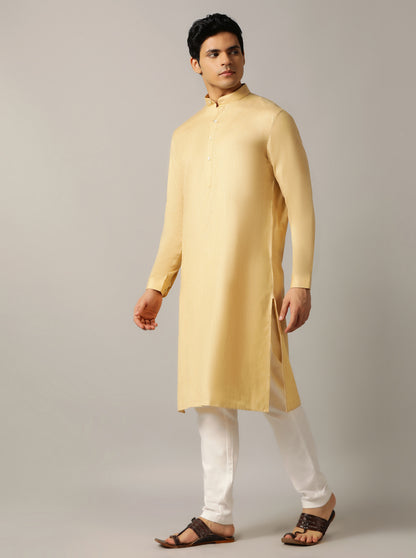 Fawn Solid Regular Fit Modi Kurta | JadeBlue