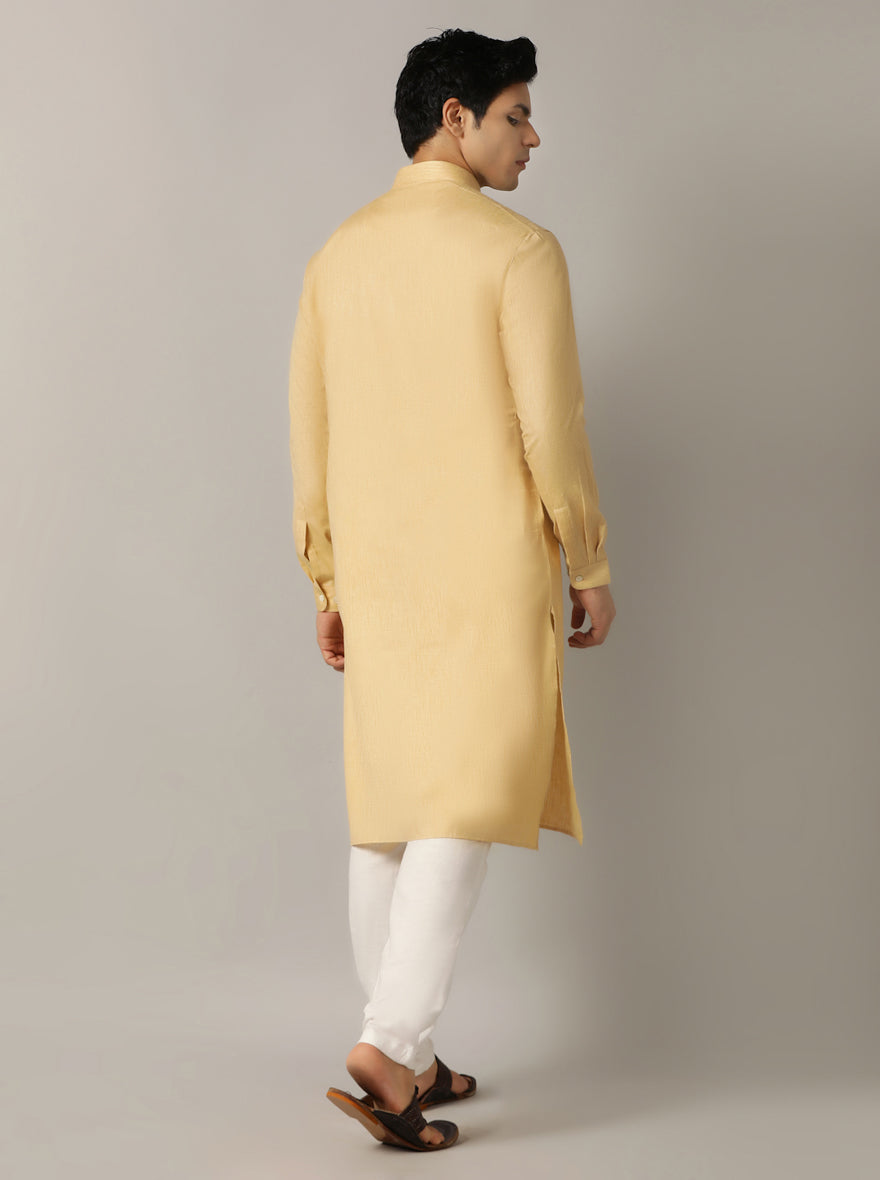 Fawn Solid Regular Fit Modi Kurta | JadeBlue