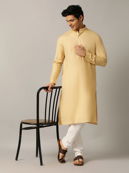 Fawn Solid Regular Fit Modi Kurta | JadeBlue