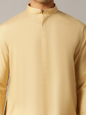 Fawn Solid Regular Fit Modi Kurta | JadeBlue