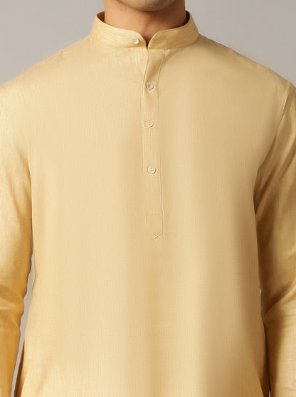 Fawn Solid Regular Fit Modi Kurta | JadeBlue