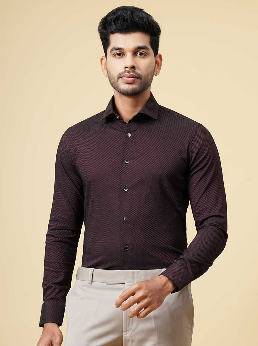 Wine Solid Slim Fit Party Wear Shirt | Wyre