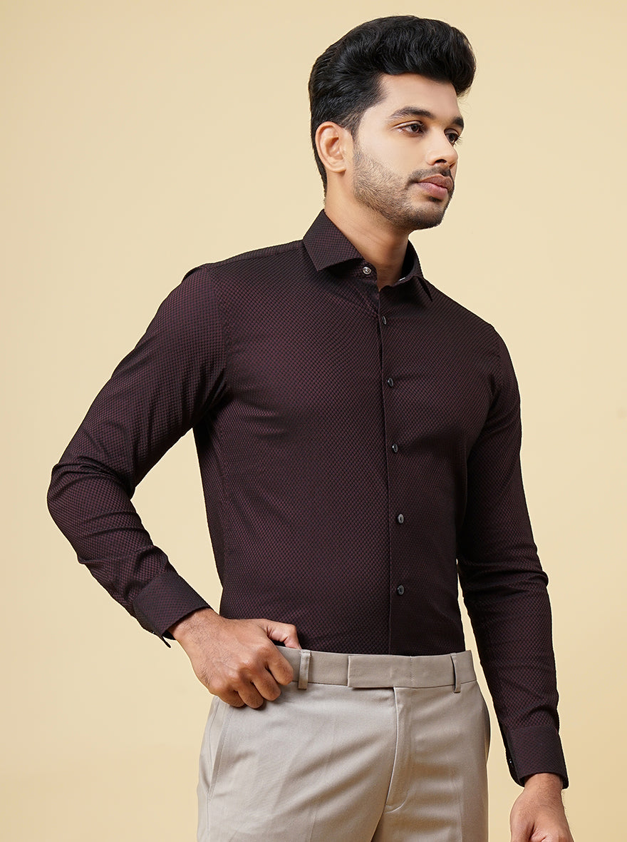 Wine Solid Slim Fit Party Wear Shirt | Wyre