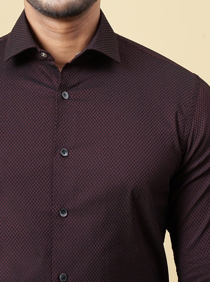 Wine Solid Slim Fit Party Wear Shirt | Wyre