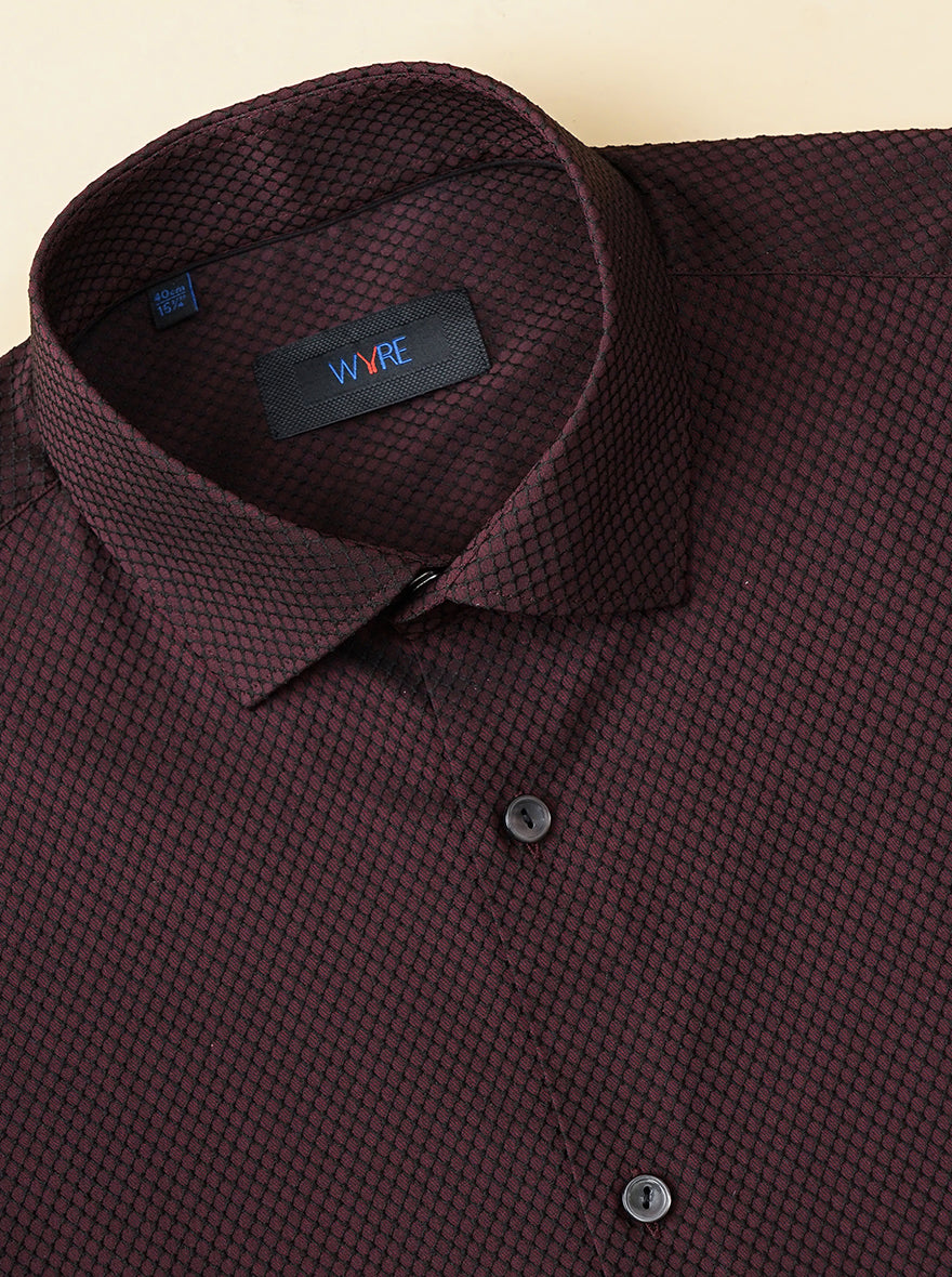 Wine Solid Slim Fit Party Wear Shirt | Wyre