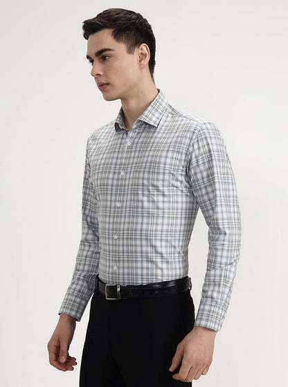 Green Checked Slim Fit Formal Shirt | Metal