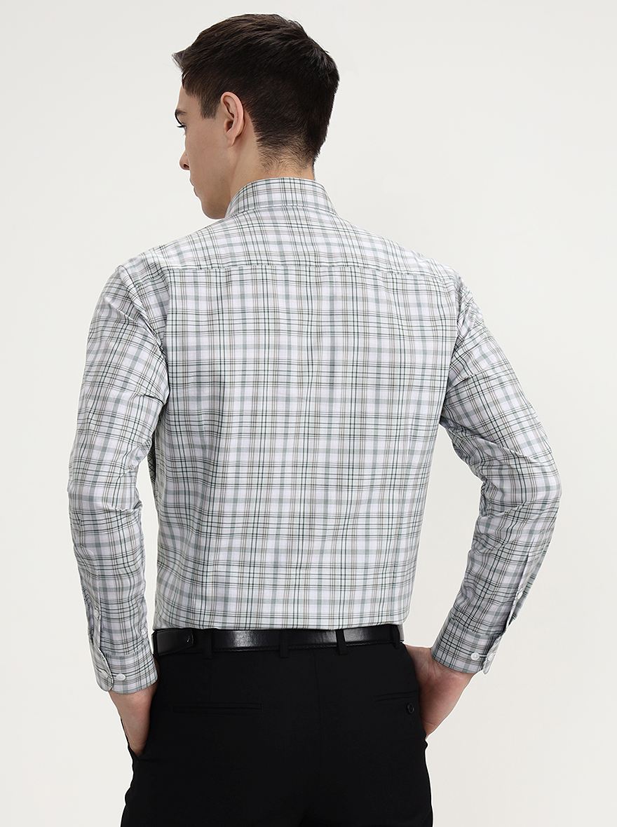 Green Checked Slim Fit Formal Shirt | Metal