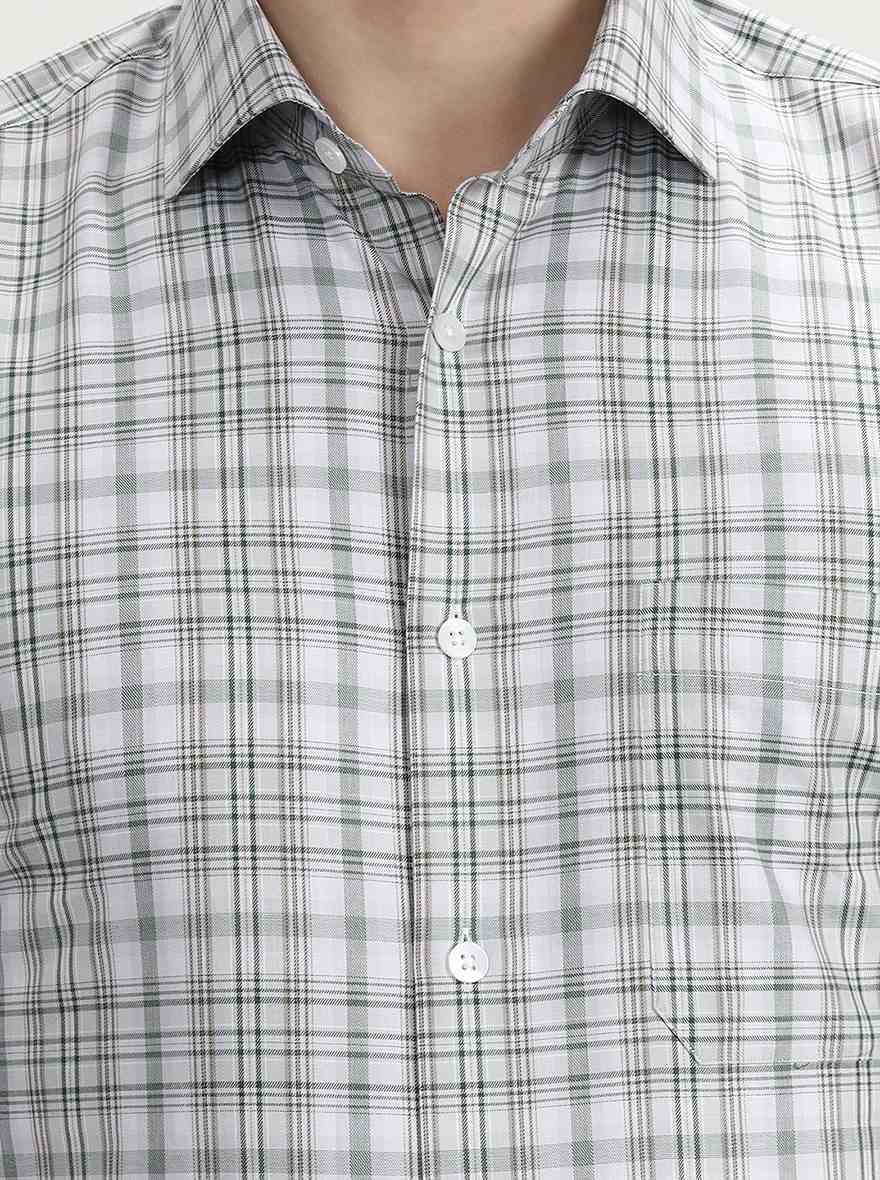 Green Checked Slim Fit Formal Shirt | Metal