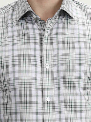 Green Checked Slim Fit Formal Shirt | Metal