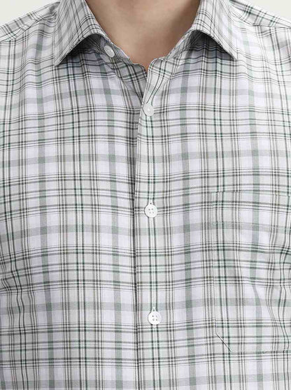 Green Checked Slim Fit Formal Shirt | Metal