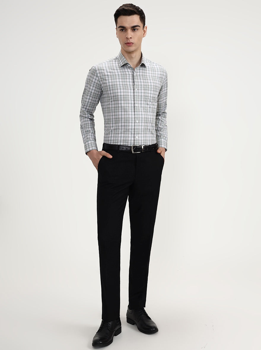 Green Checked Slim Fit Formal Shirt | Metal