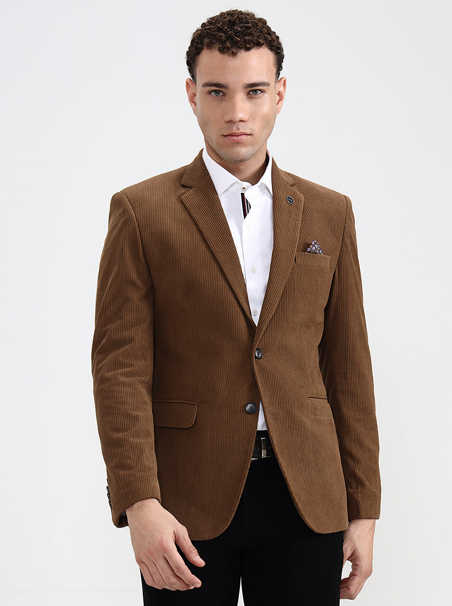 Brown Solid Regular Fit Blazer | Wyre