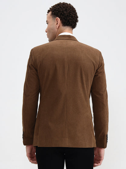 Brown Solid Regular Fit Blazer | Wyre