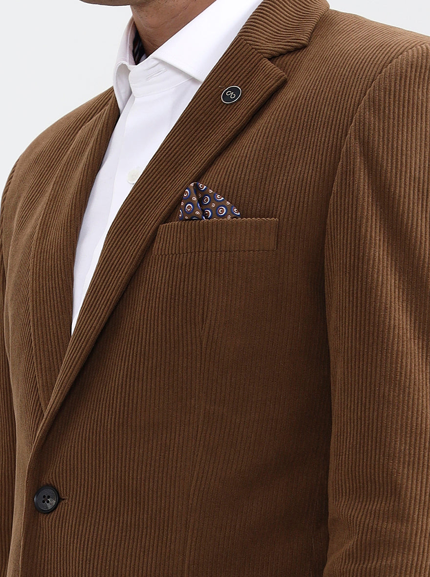 Brown Solid Regular Fit Blazer | Wyre