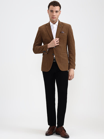 Brown Solid Regular Fit Blazer | Wyre