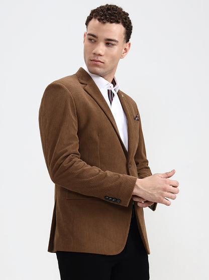 Brown Solid Regular Fit Blazer | Wyre