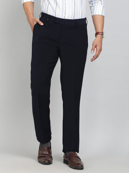 Blue Solid Slim Fit Formal Trouser | JB Studio