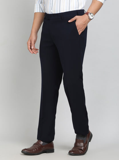 Blue Solid Slim Fit Formal Trouser | JB Studio