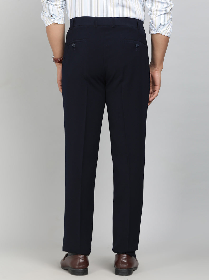 Blue Solid Slim Fit Formal Trouser | JB Studio