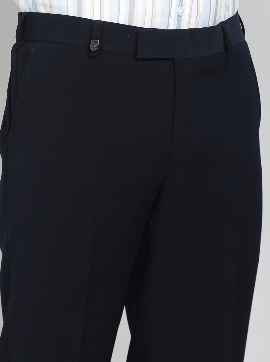 Blue Solid Slim Fit Formal Trouser | JB Studio