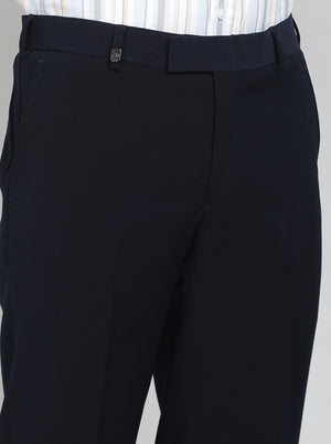 Blue Solid Slim Fit Formal Trouser | JB Studio