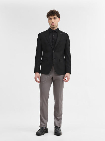 Black Solid Regular Fit Blazer | JadeBlue