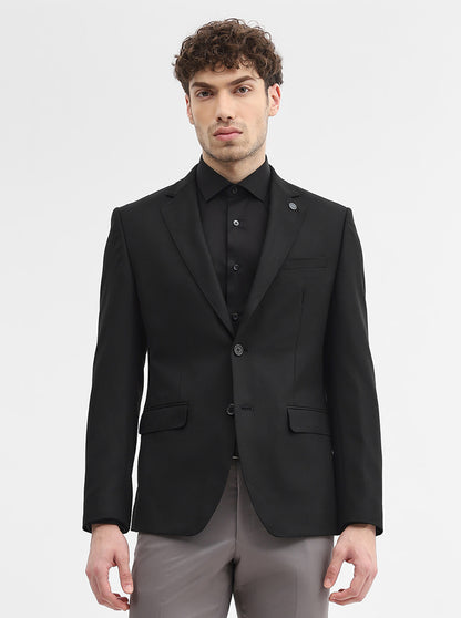 Black Solid Regular Fit Blazer | JadeBlue