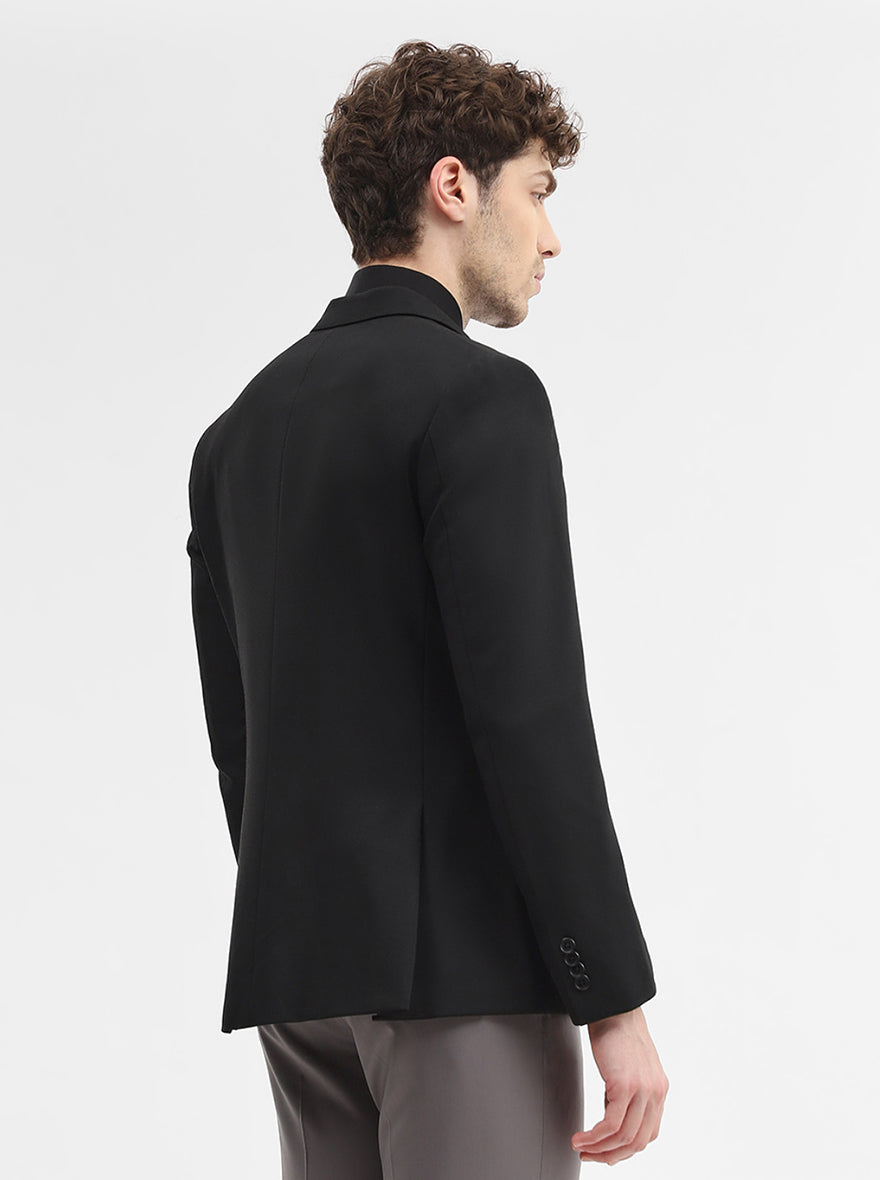 Black Solid Regular Fit Blazer | JadeBlue