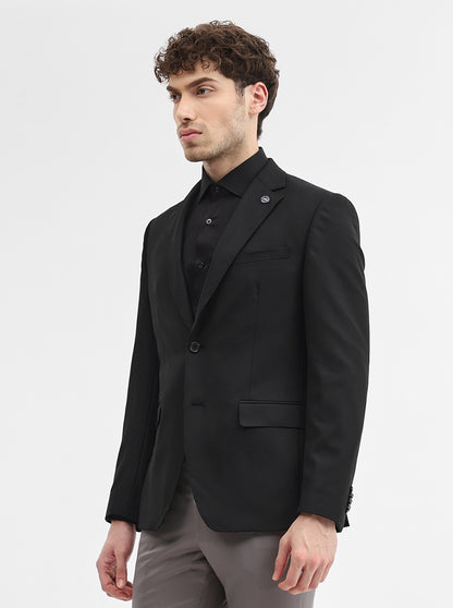 Black Solid Regular Fit Blazer | JadeBlue
