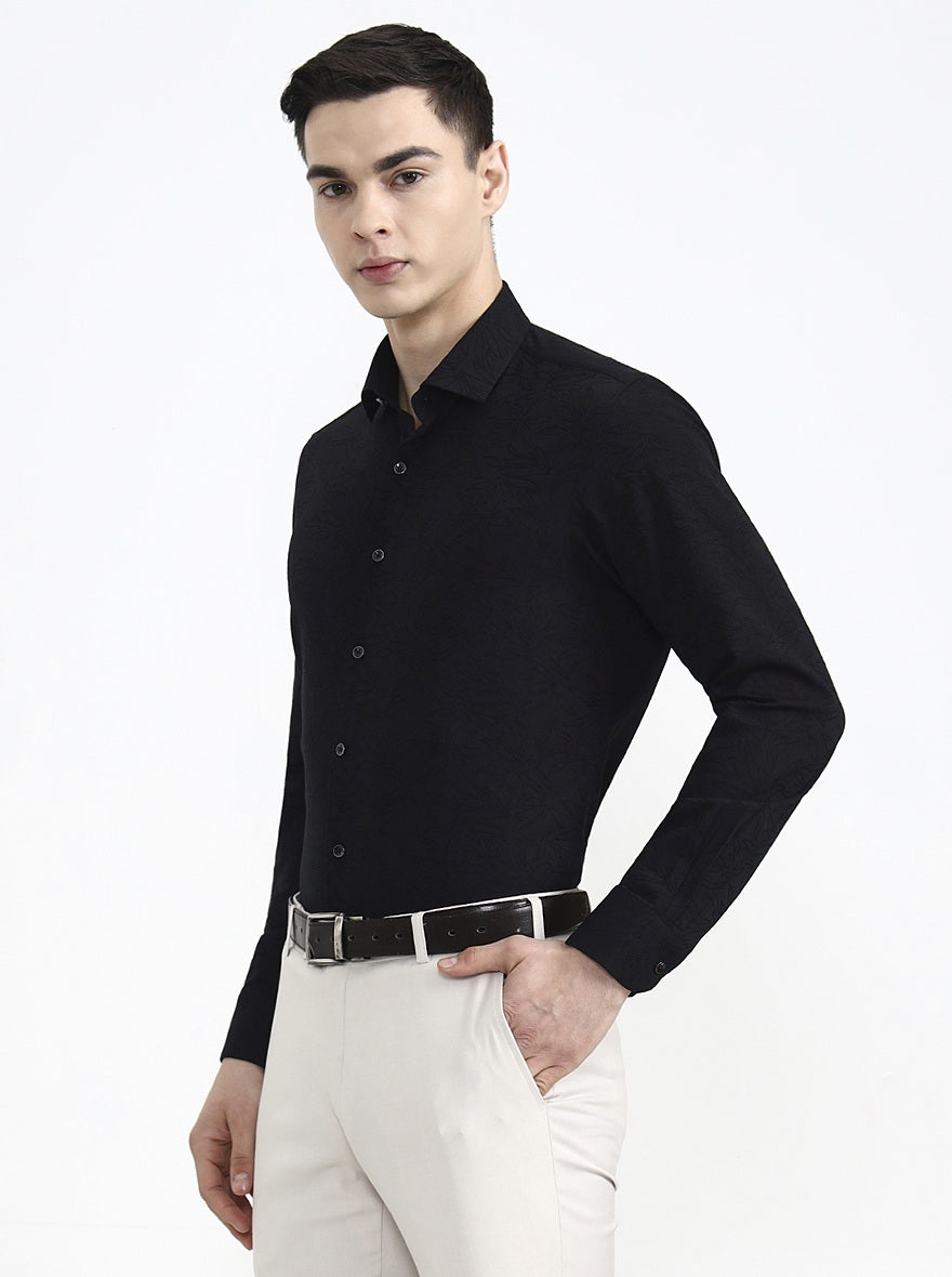 Black Printed Slim Fit Party Wear Shirt | Wyre