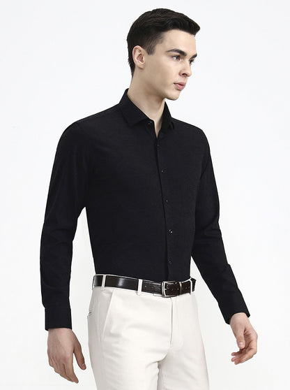 Black Printed Slim Fit Party Wear Shirt | Wyre
