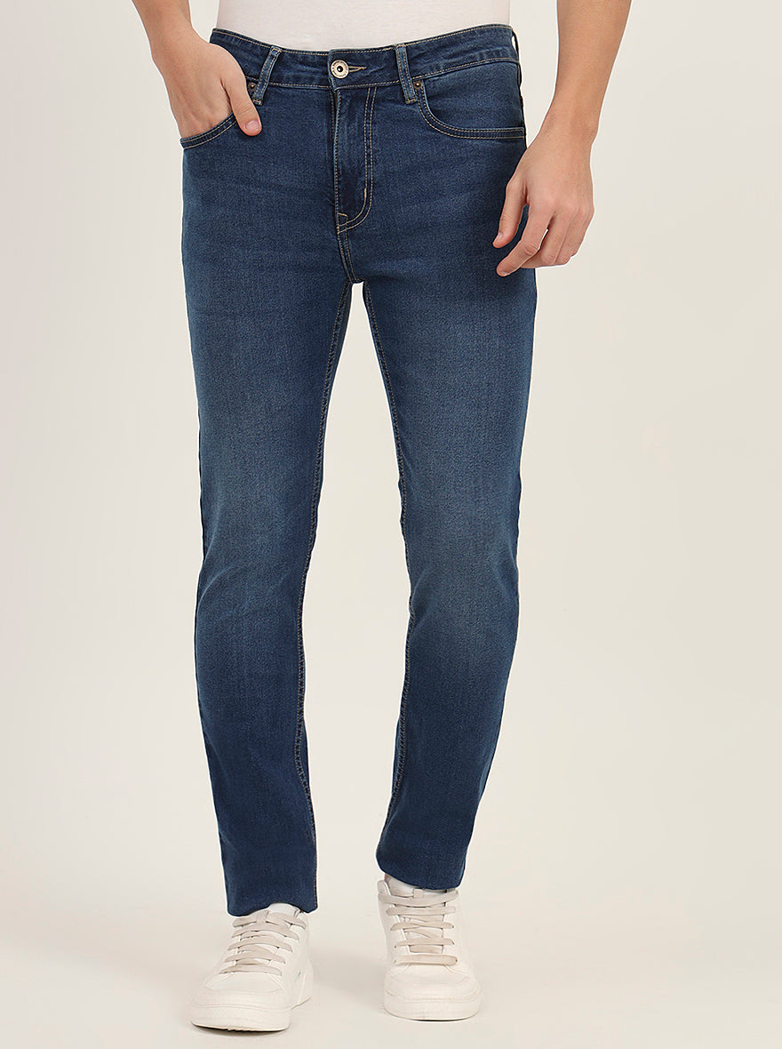 Mid Blue Washed Narrow Fit Jeans | Greenfibre