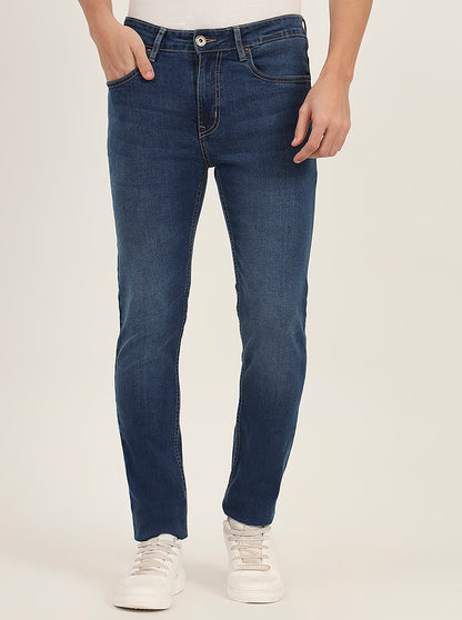 Mid Blue Washed Narrow Fit Jeans | Greenfibre