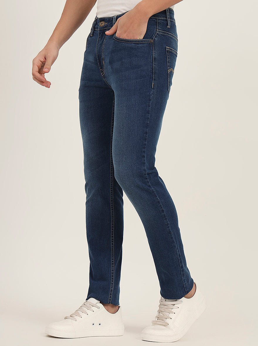 Mid Blue Washed Narrow Fit Jeans | Greenfibre