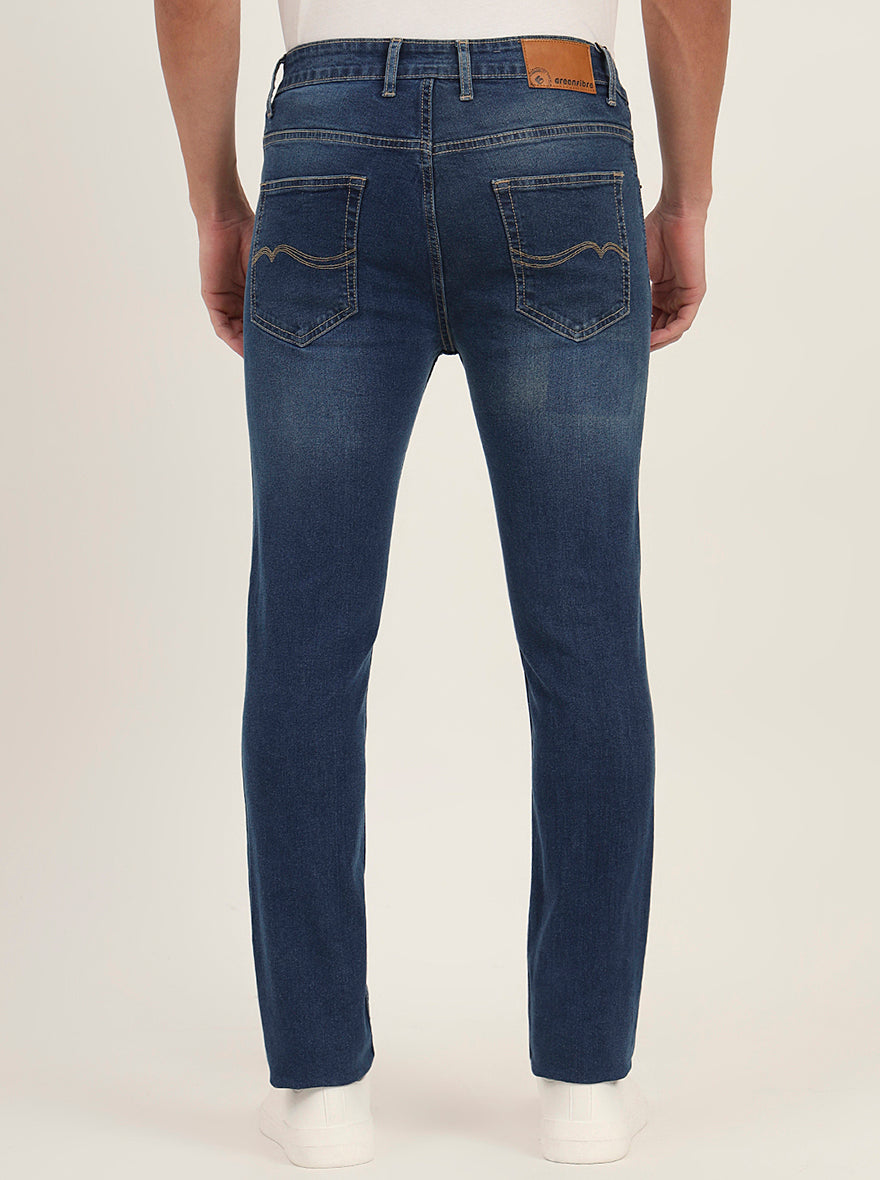 Mid Blue Washed Narrow Fit Jeans | Greenfibre