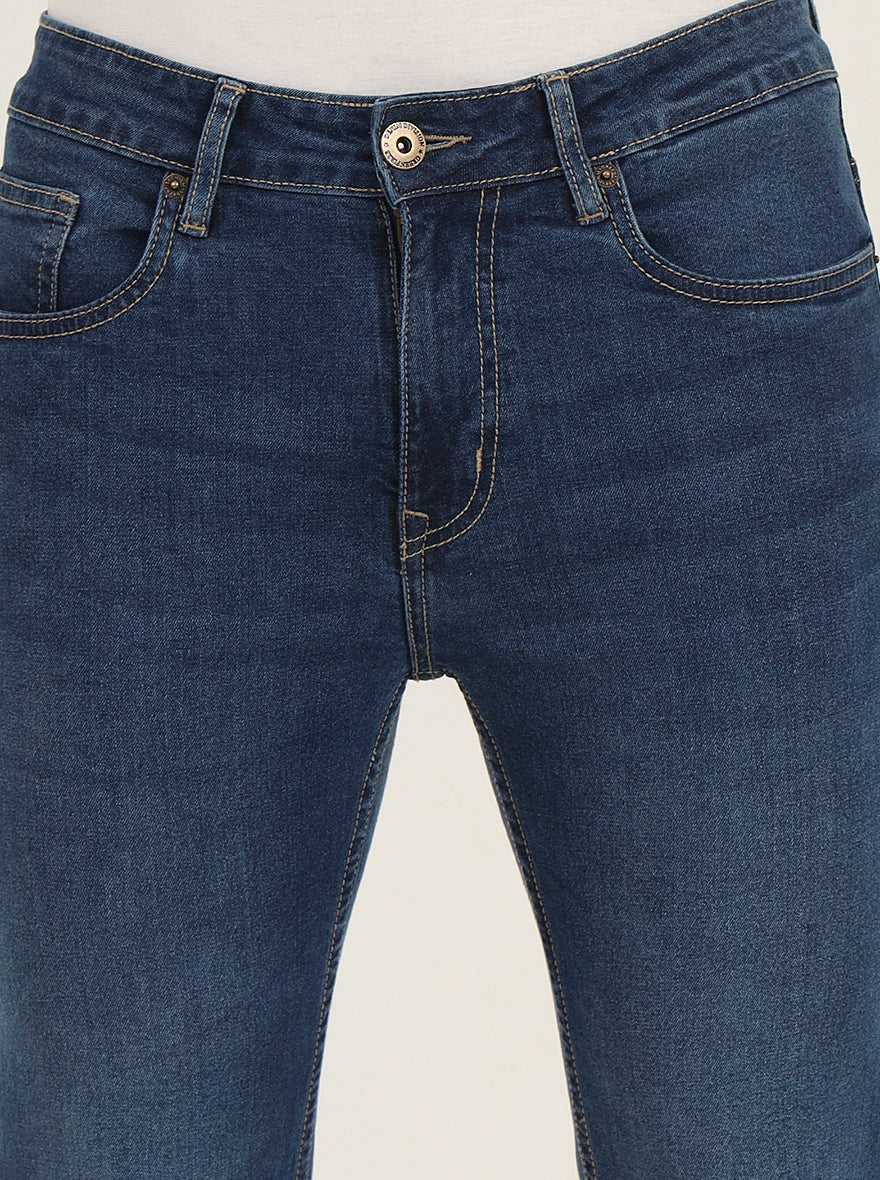 Mid Blue Washed Narrow Fit Jeans | Greenfibre