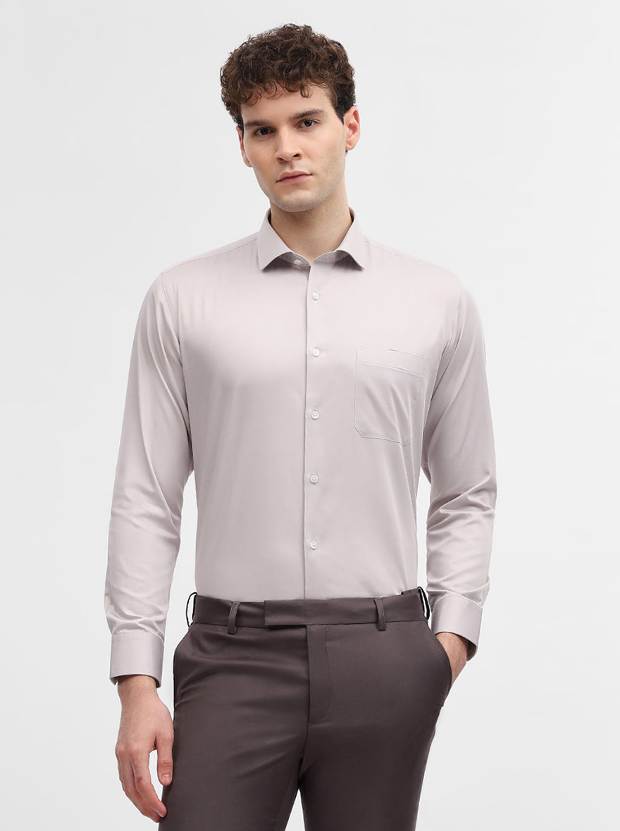 Grey Solid Slim Fit Formal Shirt | Greenfibre