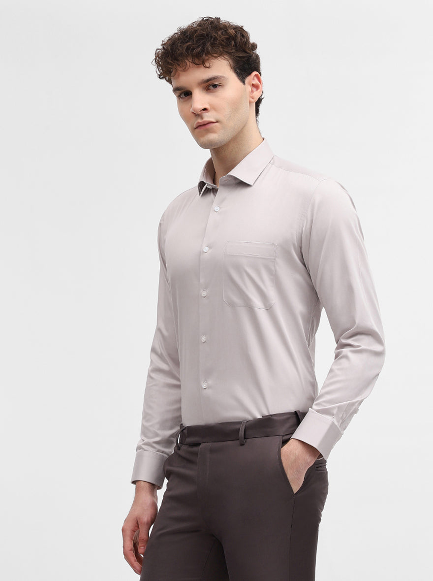 Grey Solid Slim Fit Formal Shirt | Greenfibre