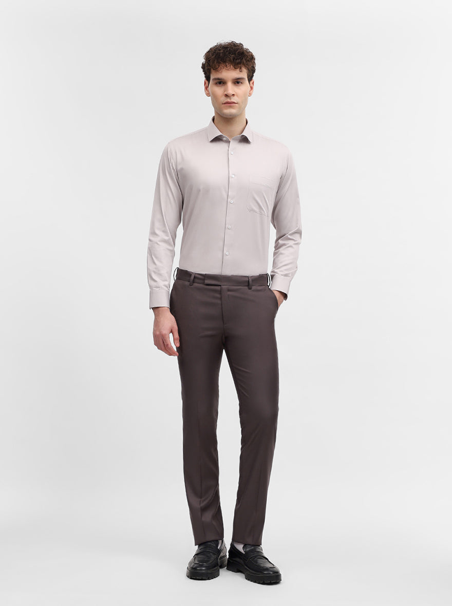 Grey Solid Slim Fit Formal Shirt | Greenfibre