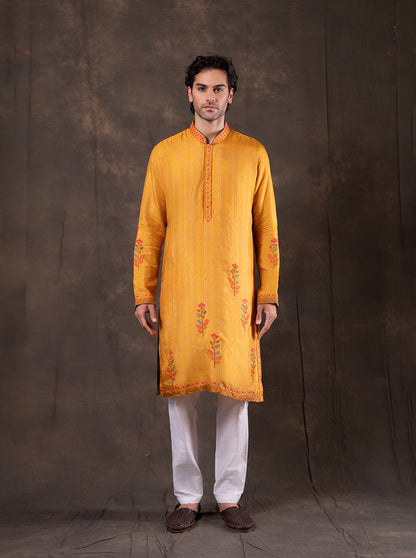 Yellow Embroidered  Kurta Pajama | TULA