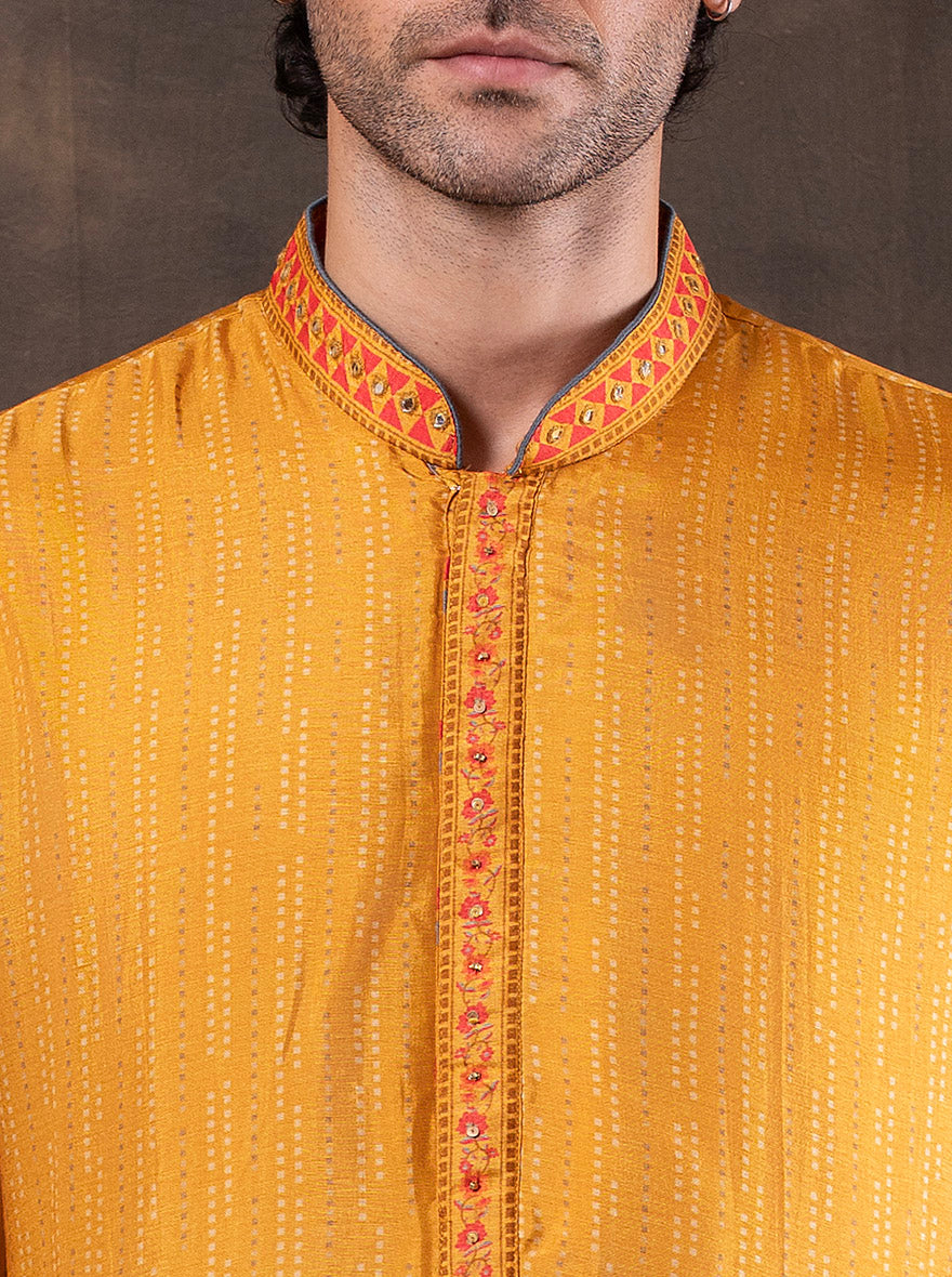 Yellow Embroidered  Kurta Pajama | TULA
