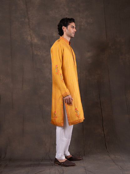 Yellow Embroidered  Kurta Pajama | TULA