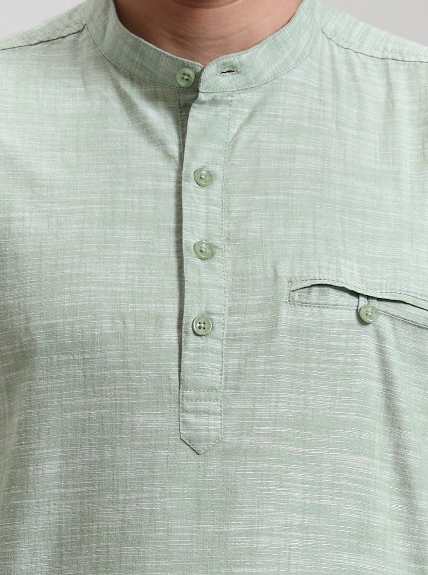 Green Printed Slim Fit Short Kurta | JadeBlue