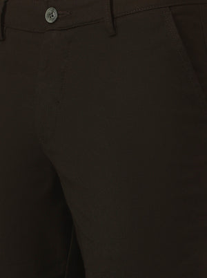 Olive Brown Solid Neo Fit Casual Trouser | Greenfibre
