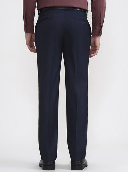Blue Solid Regular Fit Formal Trouser | JadeBlue