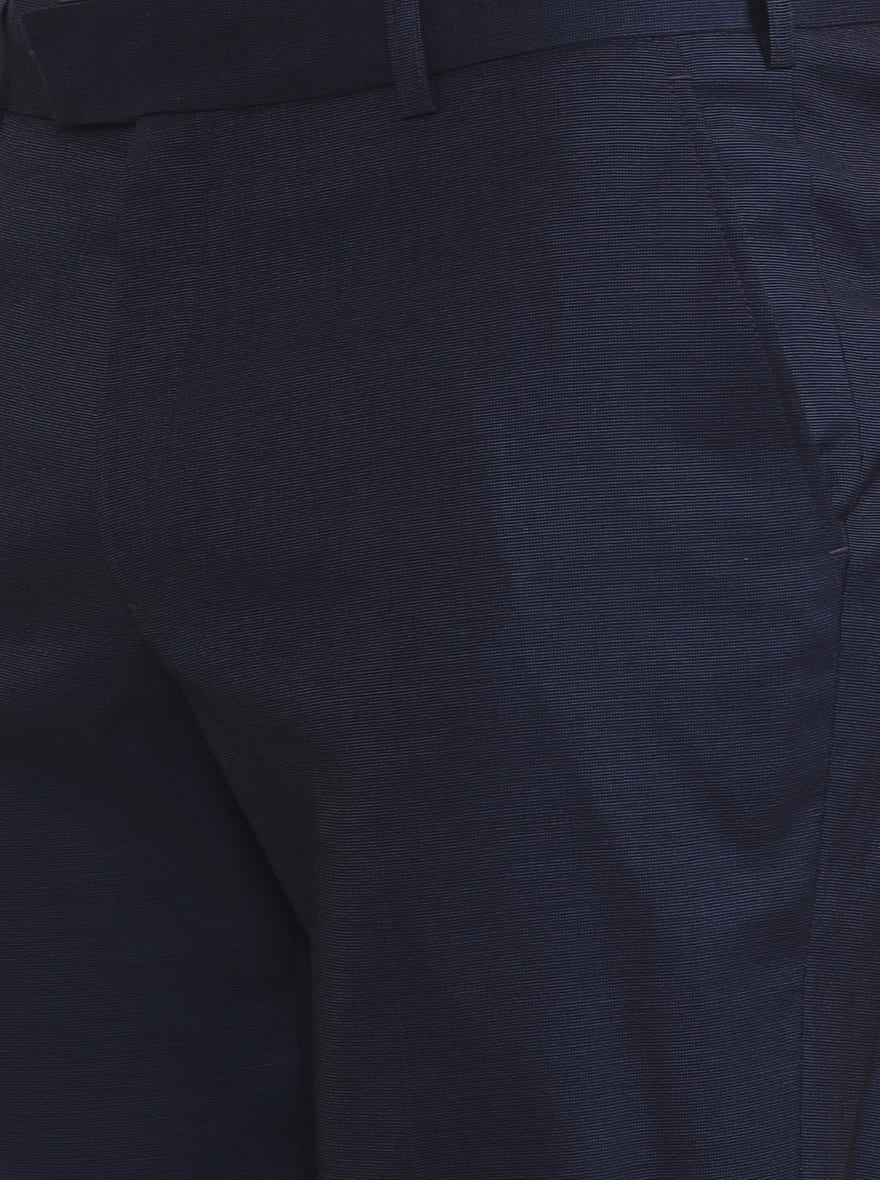 Blue Solid Regular Fit Formal Trouser | JadeBlue
