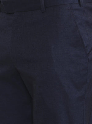 Blue Solid Regular Fit Formal Trouser | JadeBlue