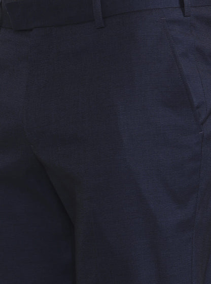 Blue Solid Regular Fit Formal Trouser | JadeBlue